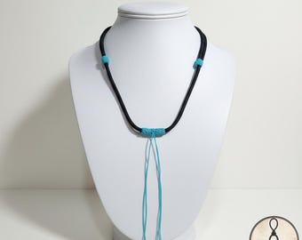 Blue Paracord Necklace 4mm Adjustable 16-32" | Wax Cord for Pendant Amulet Crystal | Thick Rope | Unisex | Ocean Blue | Waterproof | Surfer
