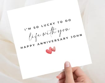 Personalized Anniversary Card, Cardstock, Custom Text