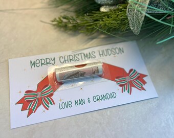 Personalized Christmas Money Holder Card, Cracker Design