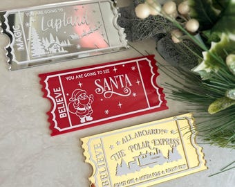 Bilhete de Natal personalizado em acrílico: Expresso Polar, Papai Noel, Lapônia