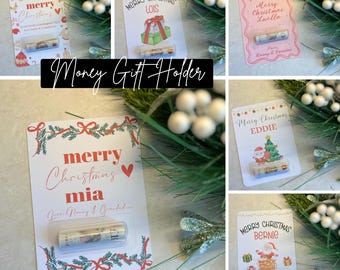 Personalized Christmas Money Holder Card, Festive Gift