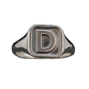 Anillo de sello de plata esterlina maciza con sello 925 Letra D Ajuste cómodo