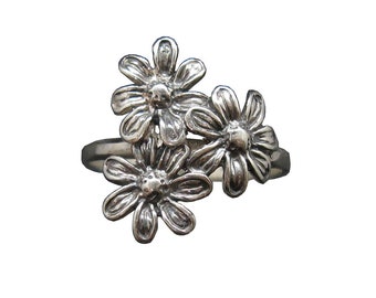 Sterling Silver Ring Flower Genuine Solid Stamped 925 R002113