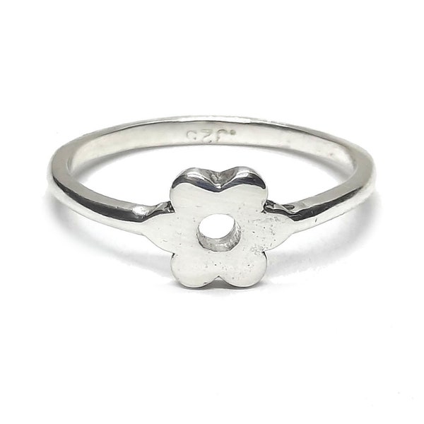 925 SILBER RING Massiv R000957 Blume  Kinder Ring