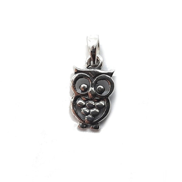 Pendentif en argent sterling authentique Charm Owl Solid Poinçonné 925