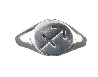 Sterling Silver Ring Solid Hallmarked 925 Zodiac Sign Sagittarius Comfort Fit