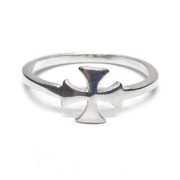 Sterling Silver Minimalist Ring Maltese Cross Genuine Solid Stamped 925 Nickel Free