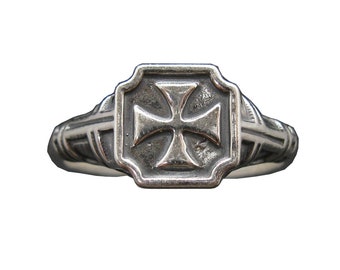 Sterling Silver Men Ring Solid Hallmarked 925 Maltese Cross Comfort Fit R002097