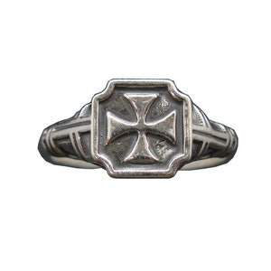 Sterling Silver Men Ring Solid Hallmarked 925 Maltese Cross Comfort Fit R002097