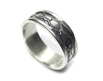 Sterling Silver Ring Band Skulls And Crossbones Solid Hallmarked 925