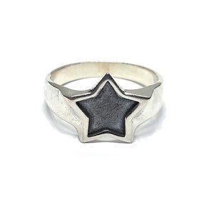 Stevige sterlingzilveren ring massief gemerkt 925 ster Comfort Fit