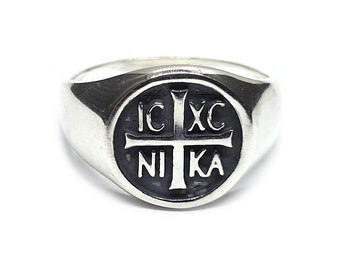 Sterling Silver Men Ring IC XC NI Ka Jesus Christ Winner