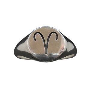Sterling Silver Ring Solid Hallmarked 925 Zodiac Sign Aries Comfort Fit