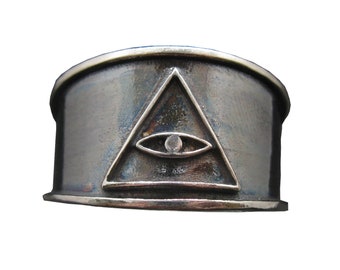 Sterling Silver Ring Eye In Pyramid Genuine Solid Hallmarked 925 R002030