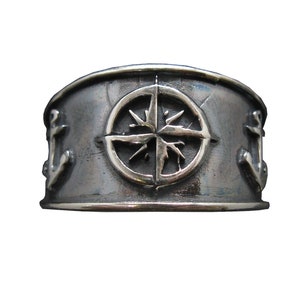 Sterling Silver Ring Band Compass And Anchor Genuine Solid Hallmarked 925 R002105