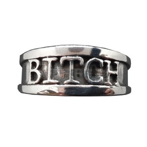 Sterling Silver Ring Band BITCH Genuine Solid Stamped 925 R002162