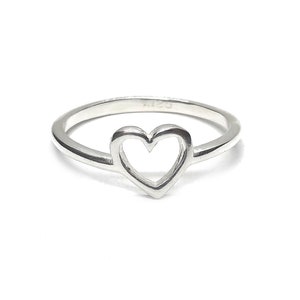 Sterling Silver Minimalist Ring Heart Solid Genuine Stamped 925 image 1