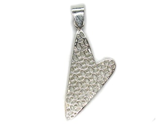 Sterling Silver Pendant Filigree Heart Genuine Solid Hallmarked 925 PE001479