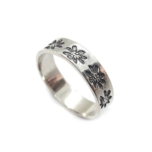 Genuine sterling silver ring solid 925 Flower band