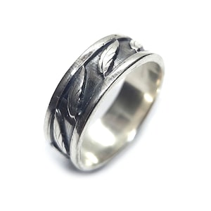 Sterling Silver Ring Band Feather Genuine Solid Hallmarked 925