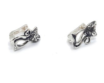 Stylish Sterling Silver Earrings Cats Genuine Solid Hallmarked 925