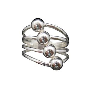 Sterling Silver Ring Genuine Solid Stamped 925 With Four Half Balls R002050