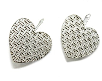 Sterling Silver Earrings Filigree Hearts Genuine Solid Hallmarked 925