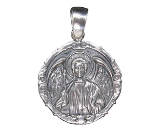 Sterling Silver Pendant Archangel Michael Genuine Solid Hallmarked 925 PE001418