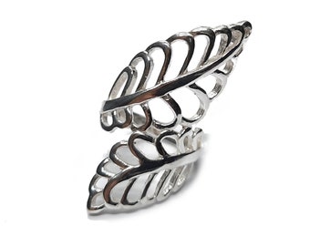 Long Sterling Silver Ring Leaf Genuine Solid Hallmarked 925