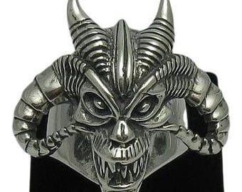 Bague Style Biker Avec Crânes En Argent 925 - Taille 60, Zircon Rouge, Neuf Sans Emballage