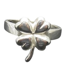 Sterling Silver Four Leaf Clover Ring Solid 925 Lucky Charm Jewelry