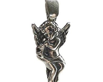 Sterling Silver Angel Pendant – Cherub Guardian Angel Charm Stamped 925 Nickel Free