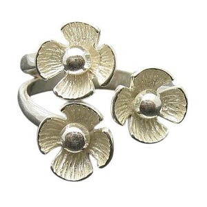 Sterling Silver Floral Ring Solid Stamped 925 Nickel Free