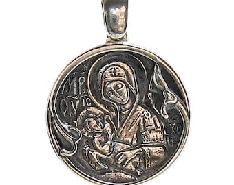 Sterling Silver Virgin Mary Pendant: Religious Icon Necklace