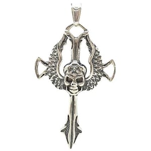 Sterling Silver Pendant Cross With Skull Solid  Genuine Hallmarked 925 Nickel Free