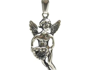 Sterling Silver Pendant Angel Cupid Solid Stamped 925 Nickel Free