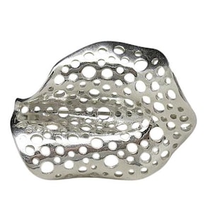 Sterling Silver Brooch Modern Openwork Design Handmade Stamped 925 Statement Pin