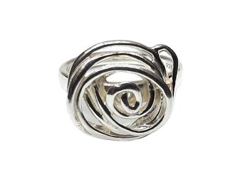 Bague en argent sterling spirale solide véritable estampillée 925