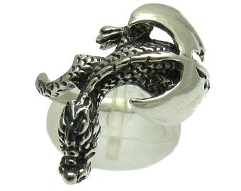 Silver dragon ring | Etsy