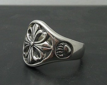 Genuine Sterling Silver Ring Cross Clover Solid Stamped 925
