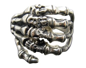 Sterling Silver Skeleton Hand Ring Stamped 925 Nickel Free