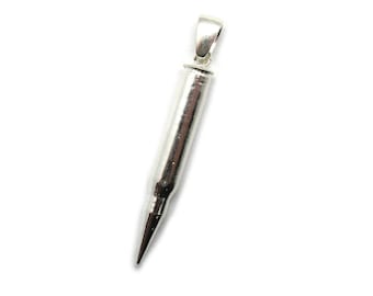 PE001371 Sterling silver pendant solid 925 sniper Bullet