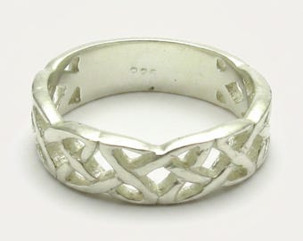 Cetlic Knot Silver Ring 6.5mm Band Solid Stamped 925 Nickel Free