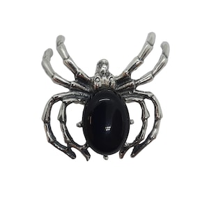 Sterling Silver Pendant Spider With Black Onyx Solid Hallmarked 925