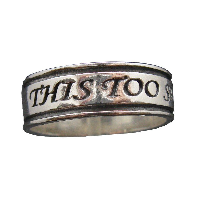 Sterling Silber ""This Too Shall Pass"" Ring - Jüdischer Schmuck, Gewelltes Band
