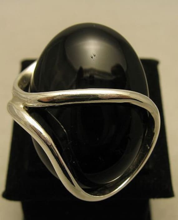 R000417 STERLING SILVER Ring Solid 925 Black onyx