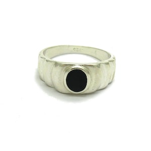 Genuine Sterling Silver Ring Solid Hallmarked 925 With Black Enamel