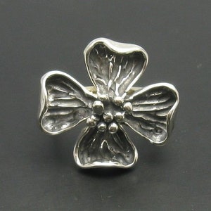 Big Sterling Silver Ring Flower Solid Genuine Stamped 925