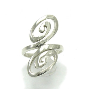 R000062 Stylish sterling silver ring solid 925 Spirals
