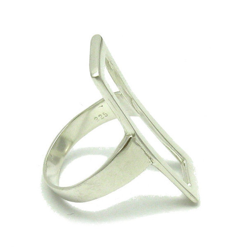 R000448 Stylish STERLING SILVER Ring Long 925 image 2